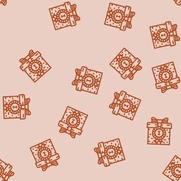 Prize gift box line vector seamless pattern Stock Illustration