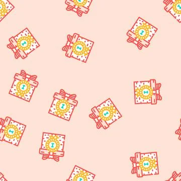 Prize gift box vector seamless pattern Illustrazione stock