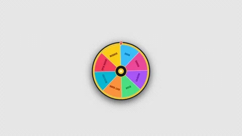 Prize Giveaway Spin Wheel with a segmented colour wheel, pointer flick 4K Alpha Vídeo Stock 346126369