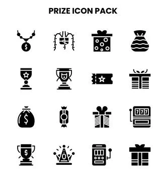 Prize Glyph Bundle Icons Pack Stock Illustration