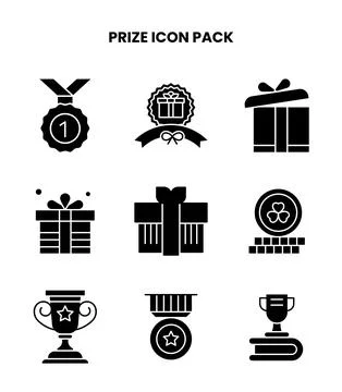 Prize Glyph Bundle Icons Pack 库存插图