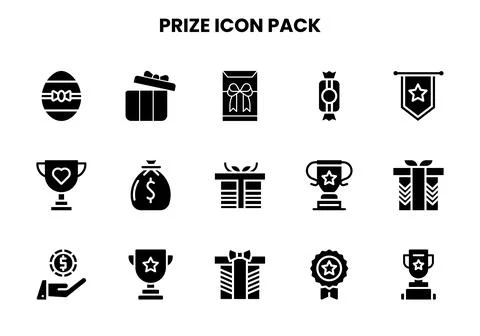 Prize Glyph Vector Icons Pack Illustrazione stock
