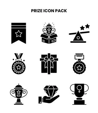 Prize Glyph Vector Icons Pack Stock Illustration