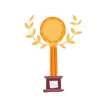 Prize gold trophy cartoon vector illustration Stock Illustration