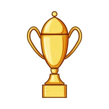Prize gold trophy cartoon vector illustration Stock Illustration
