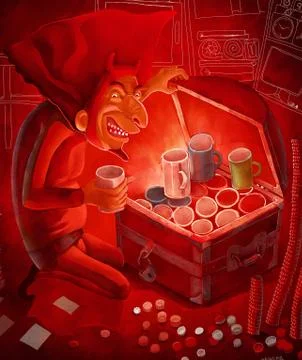 Prize hunter passion and devilish greed Stock Illustration
