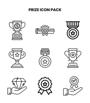 Prize Line Bundle Icons Pack 스톡 일러스트