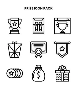 Prize Line Icons Pack Stock Illustration