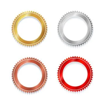 Prize medals gold silver, bronze, red vector illustration Ilustração Stock