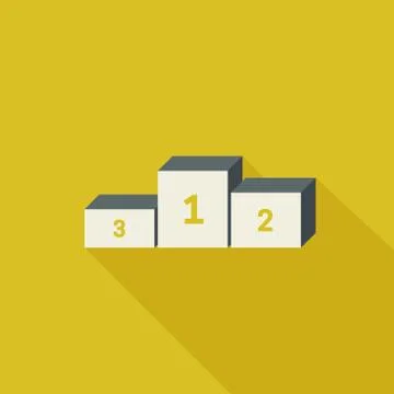 Prize podium with long shadow. Stock Illustration