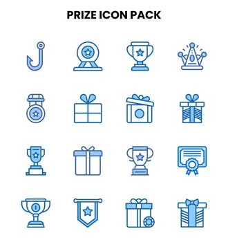 Prize Two Colour Set Icons Pack 스톡 일러스트