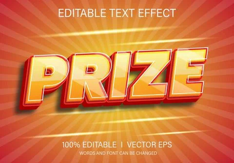 Prize vector text effect with modern style design Stock Illustration