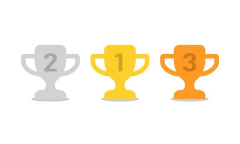 Prize-winning cups. First second and third place. Gold Silver and Bronze Cup. Stock Illustration