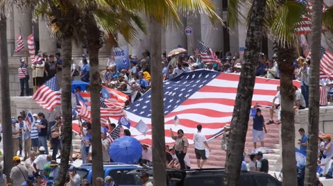 Pro-american flag activity giant us flag 2 Stock Footage 40466891