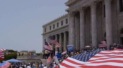 Pro-american flag activity giant us flag Stock Footage 54569099