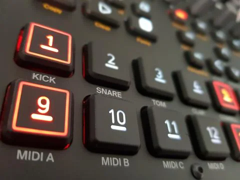 Pro Audio Hardware Sampler Buttons Stock Photos