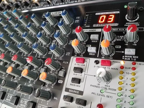 Pro Audio Mixing Desk Knobs Stock Photos