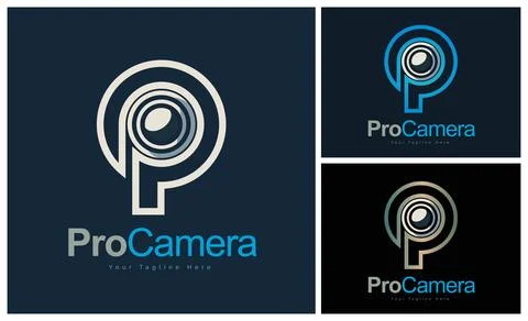 Pro Camera letter p studio logo design template for brand or company and other Stock-Illustration