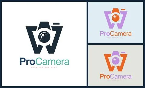 Pro Camera letter w studio logo design template for brand or company and other Stock-Illustration