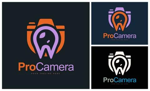 Pro Camera letter w studio logo design template for brand or company and other Stock Illustration