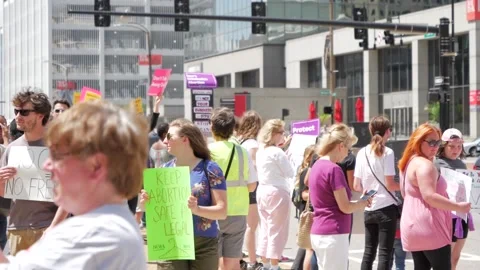 Pro Choice march and rally in downtown St. Louis Stock Footage 222656550