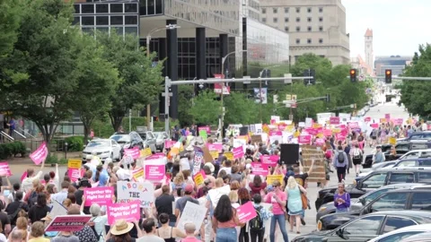 Pro Choice march and rally in downtown St. Louis Stock Footage 222656872