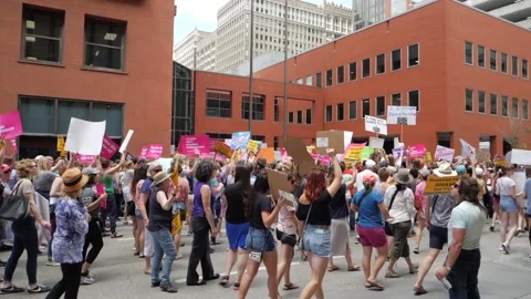 Pro Choice march and rally in downtown St. Louis Stock Footage 222656876