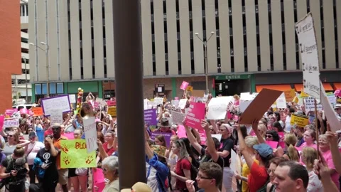 Pro Choice march and rally in downtown St. Louis Stock Footage 222656974