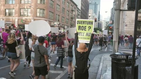 Pro-Choice Protesters Chant This Decision Will Not Stand While Marching Stock Footage 220351795