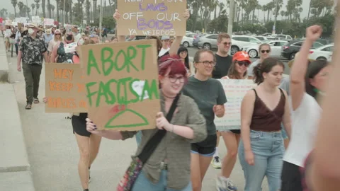 Pro-choice Protesters Chanting and Marching Stock Footage 220046171