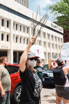 Pro-Choice Roe v. Wade Rally in Omaha Nebraska Stock Photos
