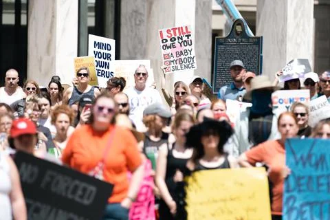 Pro-Choice Roe v. Wade Rally in Omaha Nebraska Stock Photos