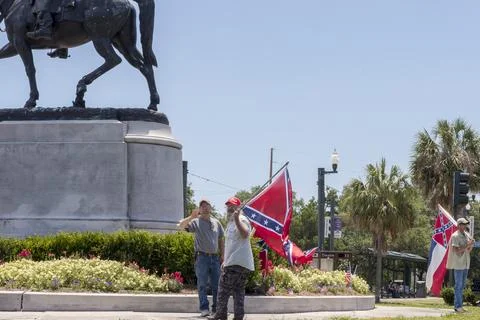 Pro-Confederate Monument Protesters Stock Photos