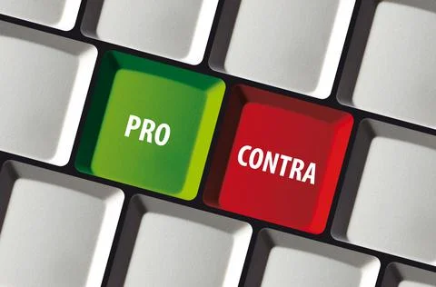 Pro Contra on computer keyboard vote election review feedback opinion buttons Stock-Fotos