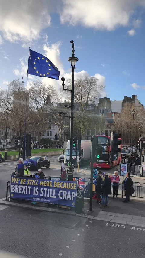 Pro European Union protest in central London with EU flag Video stock 323591015