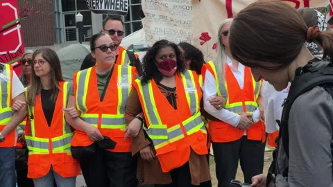 Pro-Gaza Faculty protests inside Columbia University Campus, NYC, April, 29 2024 Stock Footage 274320748
