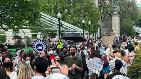 Pro-Gaza student protests inside Columbia University Campus, NYC, April, 29 2024 Video stock 274320775