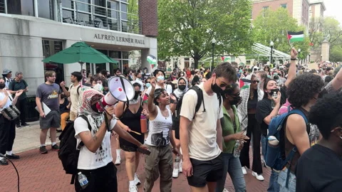 Pro-Gaza student protests inside Columbia University Campus, NYC, April, 29 2024 Video stock 274368731