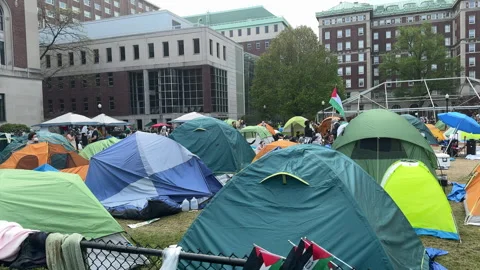 Pro-Gaza student protests inside Columbia University Campus, NYC, April, 29 2024 Stock Footage 274368915