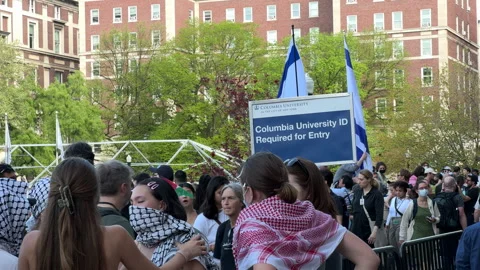 Pro-Gaza student protests inside Columbia University Campus, NYC, April, 29 2024 Stock Footage 274369198
