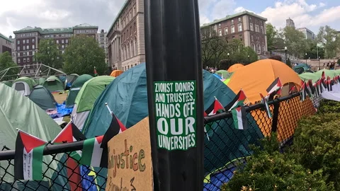 Pro-Gaza student protests inside Columbia University Campus, NYC, April, 29 2024 Stock Footage 274370185