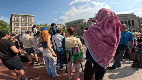 Pro-Gaza student protests inside Columbia University Campus, NYC, April, 29 2024 Stock Footage 274370872