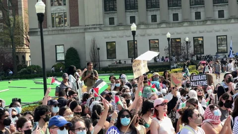 Pro-Gaza student protests inside Columbia University Campus, NYC, April, 29 2024 Stock Footage 274371261