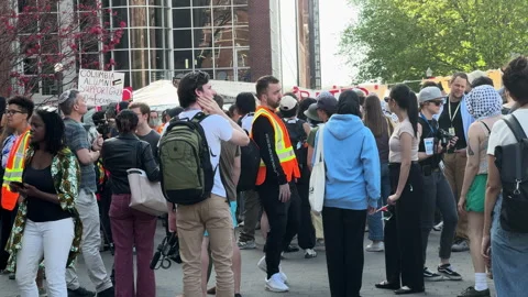 Pro-Gaza student protests inside Columbia University Campus, NYC, April, 29 2024 Stock Footage 274371343
