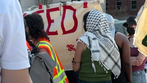 Pro-Gaza student protests inside Columbia University Campus, NYC, April, 29 2024 Video stock 274371424