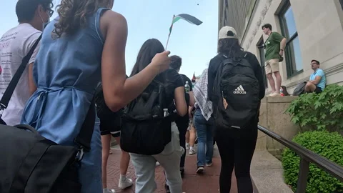 Pro-Gaza student protests inside Columbia University Campus, NYC, April, 29 2024 Stock Footage 274372225