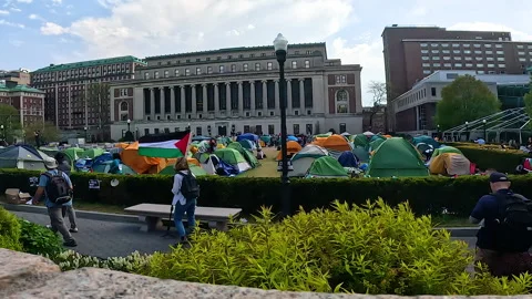 Pro-Gaza student protests inside Columbia University Campus, NYC, April, 29 2024 Stock Footage 274372543