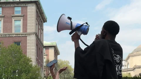 Pro-Gaza student protests inside Columbia University Campus, NYC, April, 29 2024 Stock Footage 274561348