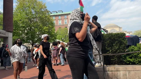 Pro-Gaza student protests inside Columbia University Campus, NYC, April, 29 2024 Stock Footage 274561531