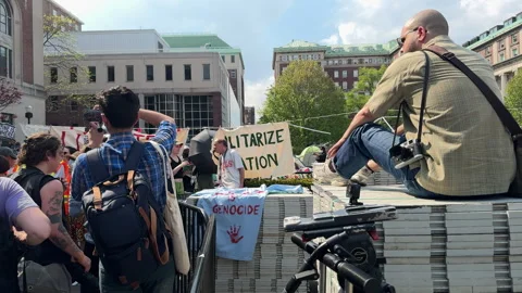 Pro-Gaza student protests inside Columbia University Campus, NYC, April, 29 2024 Stock Footage 274562695